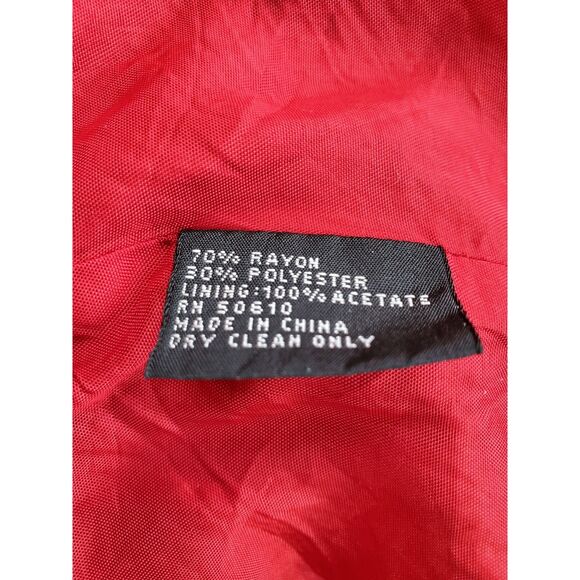 KASPER FOR A.S.L. Red Long Embroidered Jacket Dress Vintage 90s 14P GUC - Picture 6 of 13